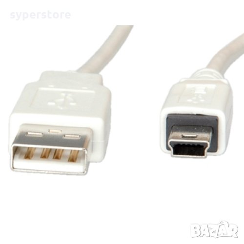 Кабел USB 2.0 Type A към Mini 5pin Digital One SP01181 Бял 3м, USB Type A to Mini 5pin M/M, снимка 1