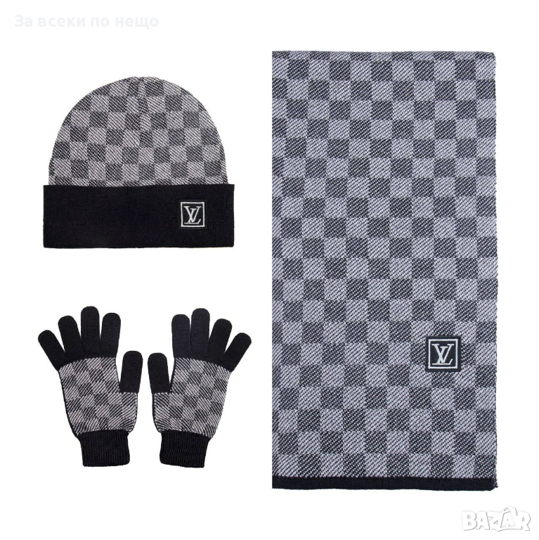 Louis Vuitton Комплект Зимен Шал, Зимна Шапка И Ръкавици - Налични Различни Цветове Код SK437, снимка 1