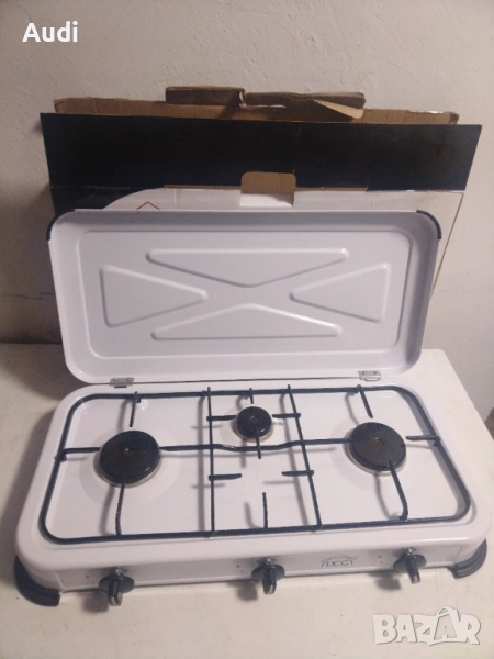 Компактен троен газов котлон   DCG EKP2423 / мощност 900W  3 горелки / ЧИСТО НОВ, снимка 1