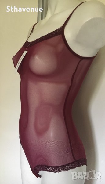Авангард Боди тюл тънка презрамка бикина черно бордо телесно, снимка 1