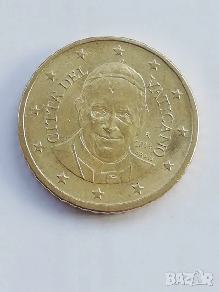50 евро-цента от 2014 г. с ликът на папата, снимка 1