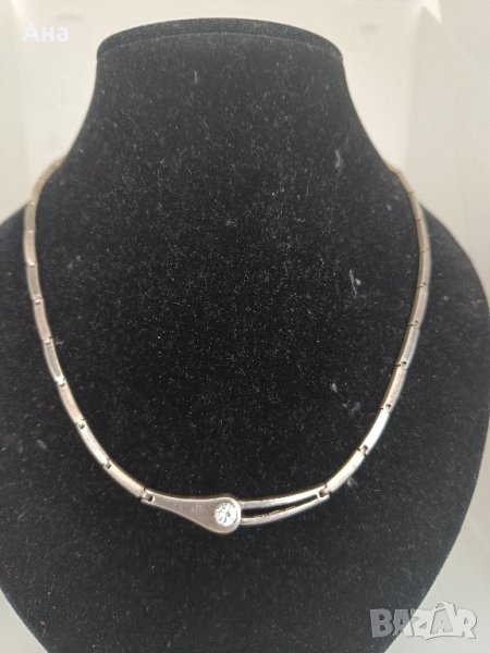 Сребърно колие с камък #19ХО, снимка 1