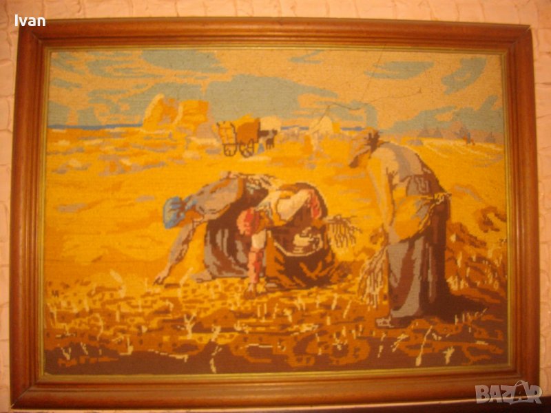 785х575мм-Жълтарките-Френски Голям Гоблен-DMC-Рамкиран-Отличен-Ръчно Нашиван-Класика-Колекционерски, снимка 1