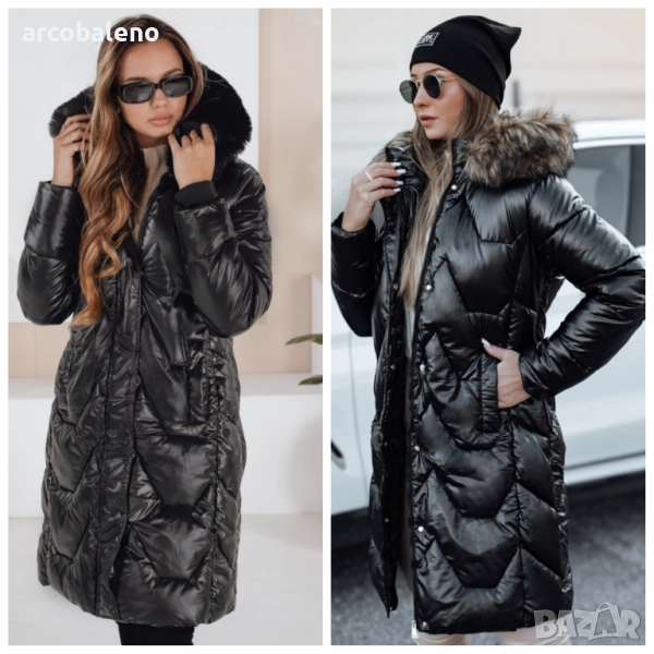 Дамско зимно яке ELECIO дълго ватирано с качулка, 2цвята , снимка 1