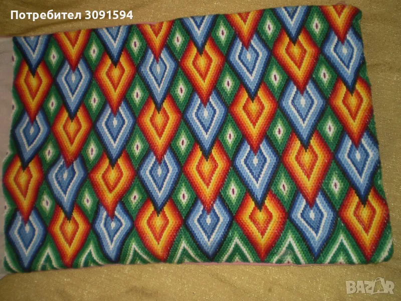 Ретро  ръчно бродирана кълъфка за възглавница многоцветна бродерия, снимка 1