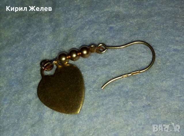 ЕЛЕГАНТНА СЪРЦЕВИДНА ПОЗЛАТЕНА СРЕБЪРНА АРТ ОБЕЦА СРЕБРО 925 със СТОМАНЕНА ВЕРИЖКА 40415, снимка 13 - Обеци - 42405433