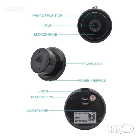 K1A-WA WiFi Интелигентна Безжична IP Камера, снимка 6 - IP камери - 50065130