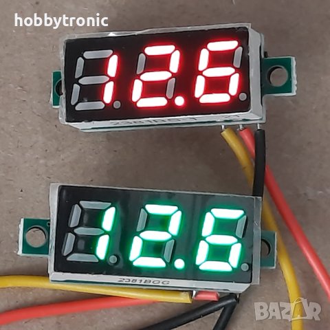 Волтметър 0.28", 0.36" зелен/жълт/червен, 5-30V, 0-100V, снимка 3 - Друга електроника - 39063943