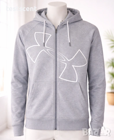 Under Armour Hoodie с цип – XL – сиво – памук – голямо лого
