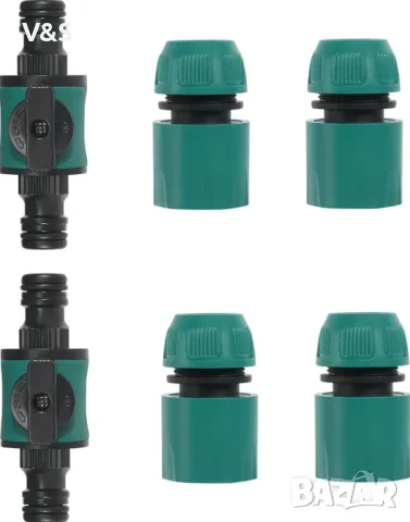  Съединител за маркуч с регулиращи кранове, 6 части Бърз конектор за 