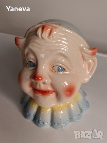 Ретро порцеланова касичка във формата на глава на клоун от Англия. , снимка 8 - Колекции - 52842058