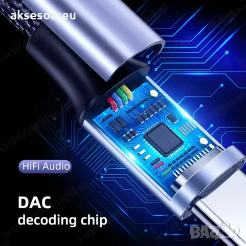 Преходник от USB тип C към 3,5 мм адаптер за слушалки преобразувател стерео жак HiFi AUX аудио кабел, снимка 2 - Кабели и адаптери - 47691482