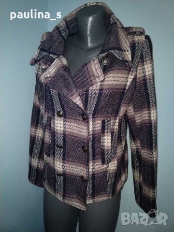 Палто в лилаво каре "Bon'a Parte" , снимка 3 - Палта, манта - 16606206