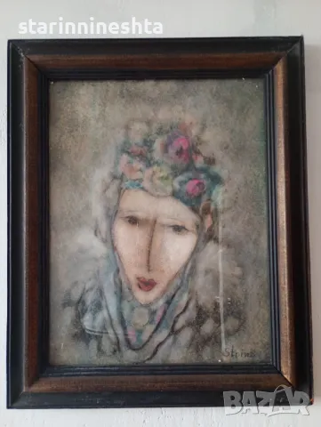 Стара картина актьор художник Стойно Добрев старинна картина , снимка 4 - Антикварни и старинни предмети - 49697428