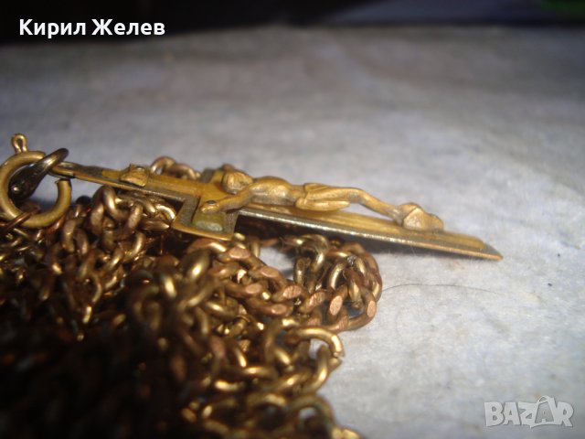 СТАРИННО ПОСРЕБРЕНО БРОНЗОВО РАЗПЯТИЕ КРЪСТ МАЙСТОРСКА РЯДКА РАБОТА с ПОЗЛАТЕНА РЕТРО ВЕРИЖКА 17316 , снимка 9 - Антикварни и старинни предмети - 37170808