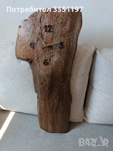 Стенен часовник от стара греда., снимка 2 - Стенни часовници - 52282507