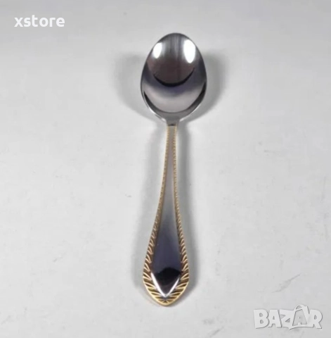 Комплект прибори за хранене Bohmann, Неръждаема стомана, 24 бр., Инокс със златист кант, снимка 14 - Прибори за хранене, готвене и сервиране - 52700105