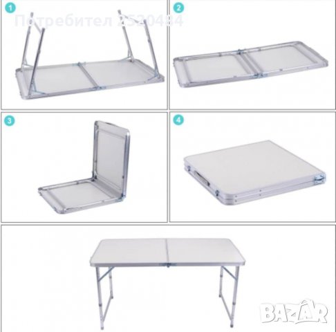 Сгъваема маса за излет, отдих, къмпинг, риболов с размери 120×60см. Чисто нова Цена 69лв/35,28€, снимка 3 - Къмпинг мебели - 37010328