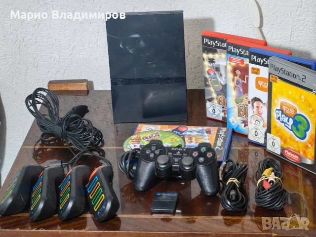Playstation 2 slim + игри и buzz