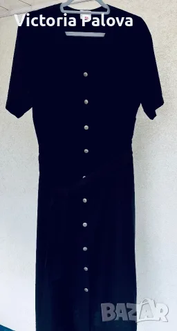 Нова черна ленена рокля Naber Collection (44) – с етикет, снимка 3 - Рокли - 55994990