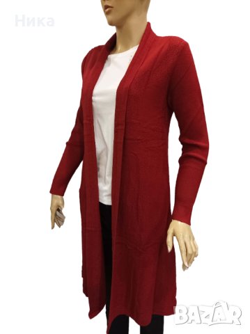 Дълга жилетка с кашмир - бордо, снимка 2 - Жилетки - 42259846