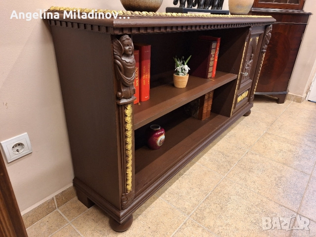 Комод, скрин, библиотека с богата дърворезба , снимка 3 - Шкафове - 52551620