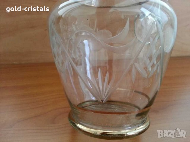  стъклена кана гравирана, снимка 6 - Антикварни и старинни предмети - 30295335