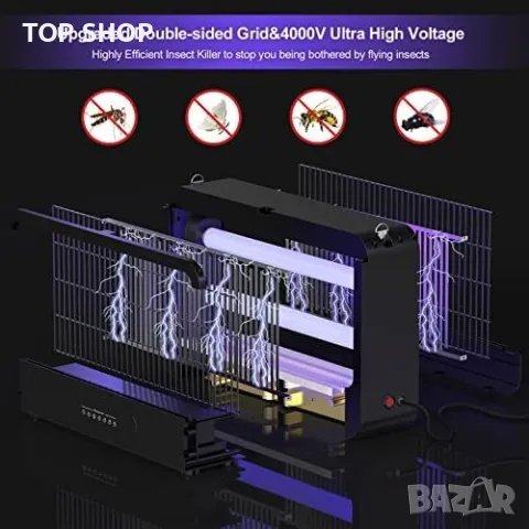 Нов Унищожител на насекоми FethFire Fly Zapper, 4000V, Двустранна UV Лампа, снимка 2 - Друга електроника - 49239199