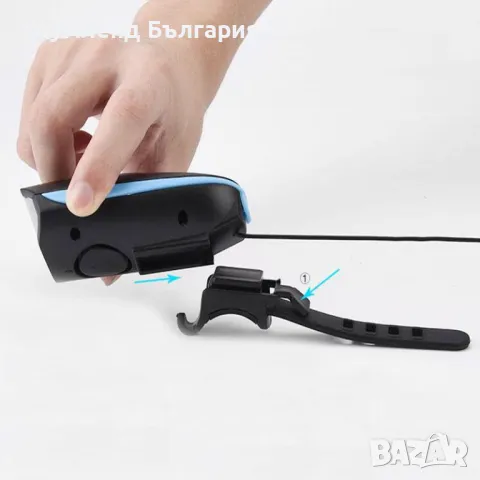 Мощен водоустойчив фар за велосипед с вграден клаксон и презаредима ба, снимка 4 - Велосипеди - 50273202