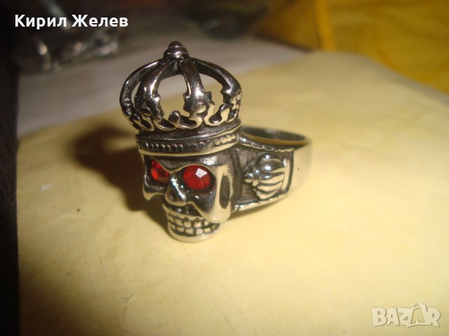 КАРИБСКИ ПИРАТИ - СТОМАНЕН ПИРАТСКИ ПРЪСТЕН с ФАСЕТ - ГРАНАТ КАМЪНИ НЕРЪЖДАЕМ ЕФЕКТЕН 24988, снимка 4 - Пръстени - 34507846