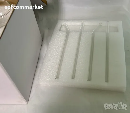 4 бр. ALINK Bubble стъклени чаши със сламки (550 мл), снимка 6 - Чаши - 55941652