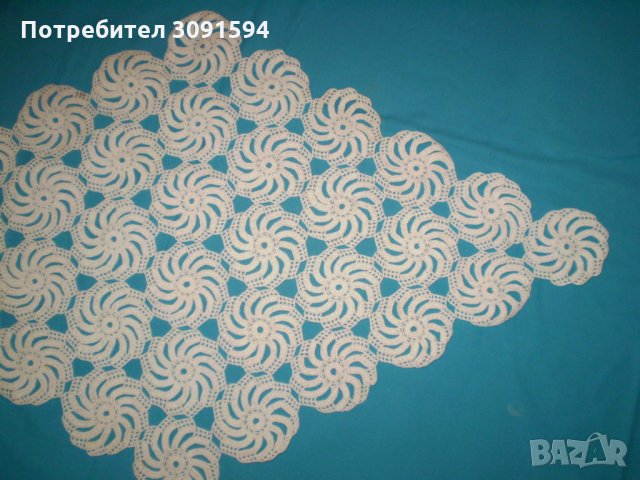 Старинна плетена на една кука покривка за маса тишлайфер, снимка 2 - Покривки за маси - 34865124