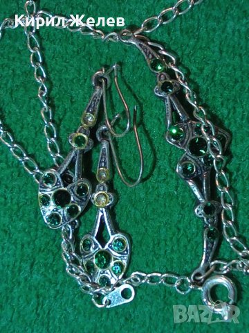 ПОСРЕБРЕНО НЕЖНО КОЛИЕ и ОБЕЦИ със ЗЕЛЕНИ КАМЪНИ ОЛИВИН 21665, снимка 12 - Бижутерийни комплекти - 32525204