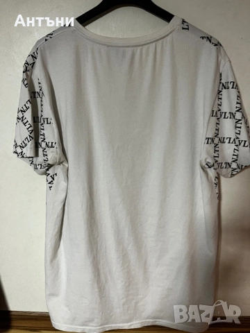 Бяла тениска с надпис VLTN с къси ръкави, снимка 2 - Тениски - 53114444