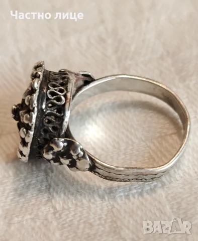Оригинален Сребърен Пръстен Корона Царство България 1930те г, снимка 3 - Пръстени - 49116131