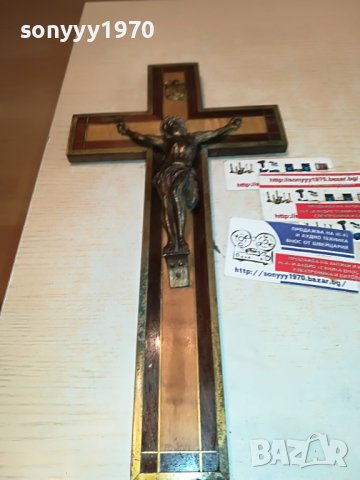 КРЪСТ С ХРИСТОС-ДЪРВО С ЕСТЕСТВЕН ФУРНИР И МЕД МЕСИНГОВ ОБКОВ L2504231749, снимка 15 - Антикварни и старинни предмети - 40484993