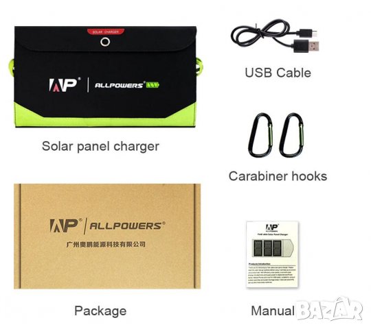 ALLPOWERS™ PD18W 5V3A/9V2A/12V1.5A 21W Сгъваем Соларен Панел SUNPOWER® СлънчевСет 10000mAh3.7-5V37Wh, снимка 8 - Къмпинг осветление - 37247463