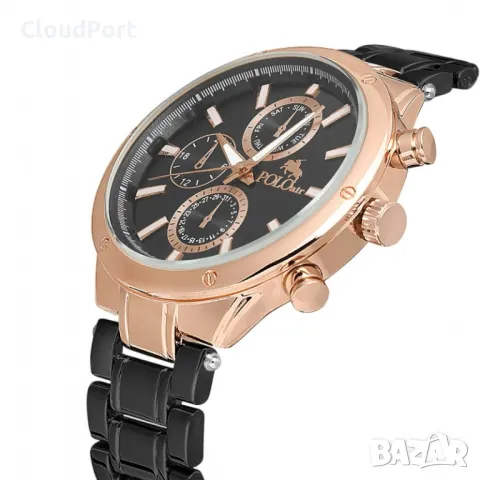 Мъжки комплект, Парфюм и часовник, Polo Air, Злато/Черно, снимка 3 - Мъжки - 50393962