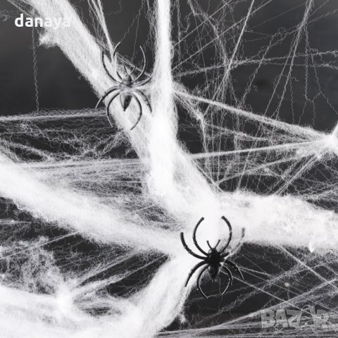 1142 Хелоуин паяжина за декор с 2 паяка Halloween декорация, снимка 2 - Декорация за дома - 30174220