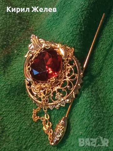 ШАРМАНТНА АРИСТОКРАТИЧНА ПОЗЛАТЕНА РЕТРО СТИЛ БРОШКА АРТ ИГЛА ЗАБОДКА с ФАСЕТИРАН ЦИТРИН 48808, снимка 14 - Други - 48734344