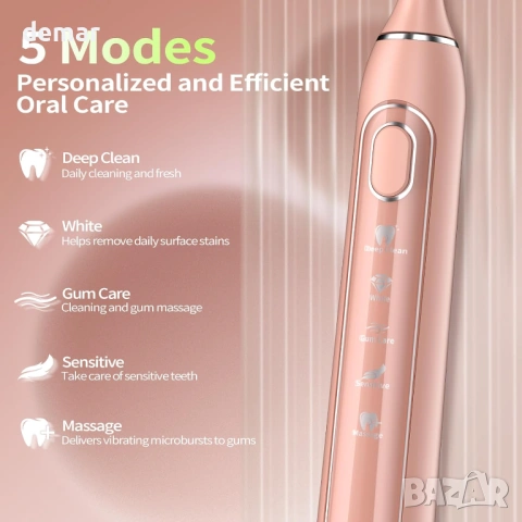 Електрическа четка за зъби, 5 режима, 6 глави за четка, 2-минутен таймер, снимка 3 - Други - 53924065