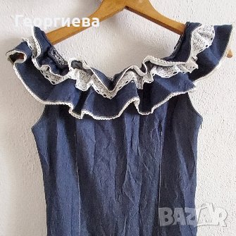 Уникална макси рокля в тъмносин деним, снимка 3 - Рокли - 37755537