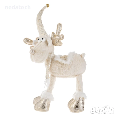 Декоративен елен с пайети, 64 см, бял/златист, снимка 2 - Декорация за дома - 52333691