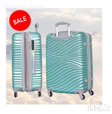 Комплект Mercado Trade, 4бр., 2050-4, луксозни куфари, ABS, Мента, снимка 2 - Куфари - 40333401