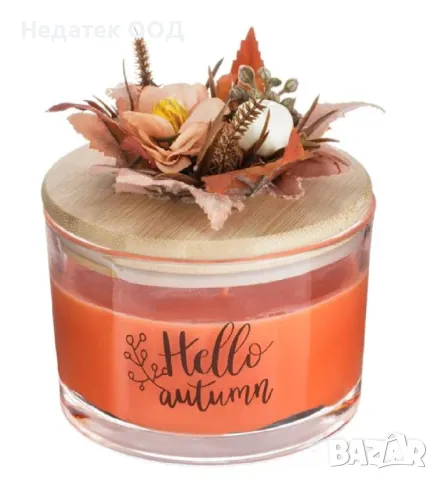 Свещ в стъклен буркан,  дървен капак, аромат на канела, Ø13x8cm, снимка 2 - Други - 47516889