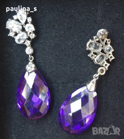 Сребърни обеци с пурпурни Аметисти / проба 925 и житен клас, снимка 3 - Обеци - 29210664