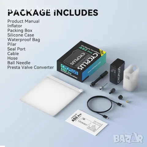 CYCPLUS малка велосипедна помпа с манометър, снимка 2 - Велосипеди - 49384345