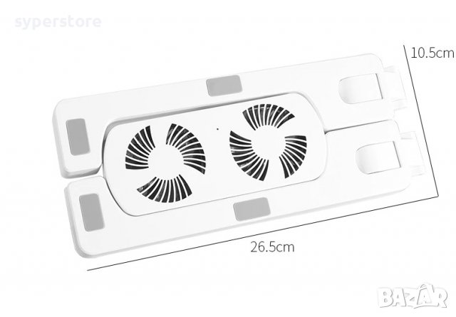 Поставка за лаптоп Стойка за лаптоп Digital One SP00507 H688с вентилатори бяла сгъваема с калъф, снимка 3 - Лаптоп аксесоари - 38082103