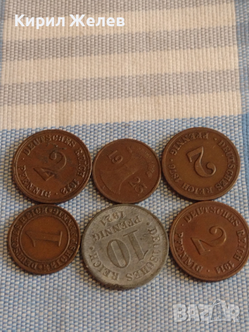 Лот монети 6 броя райхспфенинга Германия различни години и номинали за КОЛЕКЦИЯ 29657