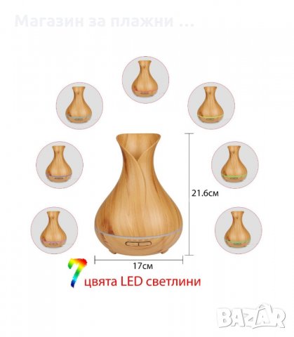 ДИФУЗЕР ЗА АРОМАТЕРАПИЯ С ЕТЕРИЧНИ МАСЛА - код 2500, снимка 9 - Овлажнители и пречистватели за въздух - 34201601